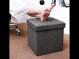 [- SONGMICS Folding Storage Chest Ottoman Footstool Portable Picnic Seat Versatile Space-saving Cub