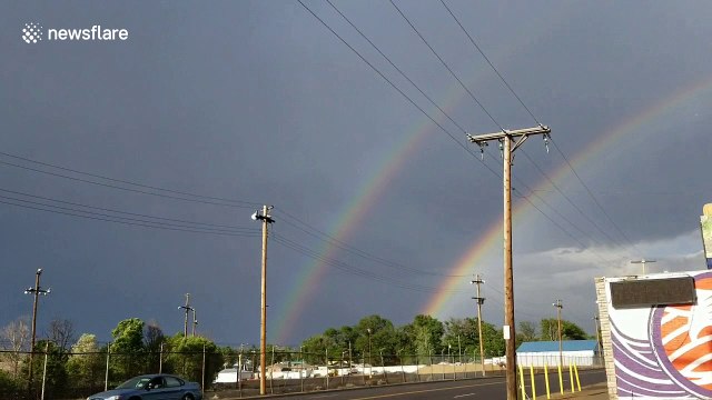 Double rainbow captured over skies in Denver