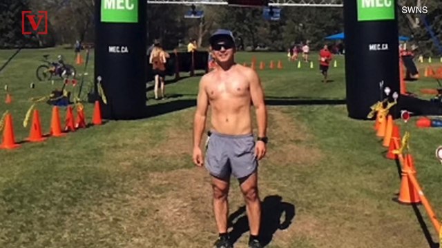 A Jogger is Recovering after Being Gored in the Rear-End