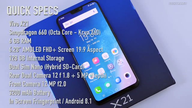 Vivo X21 Unboxing Overview with In Display Fingerprint Scanner By GeekyRanjit