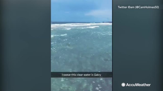 Crystal clear blue water from shores of Galveston, Texas