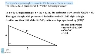 Competition Math Shortcut: Solve For This Special Triangles Area In Seconds