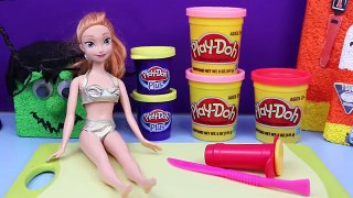 Frozen Anna in Play Doh Halloween Costume Cupcake Tutorial and Parody by DisneyCarToys