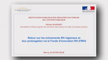 2 mai 2018 :  Restitution nationale du Forum de l'Action publique - Retour sur les événements régionaux RH et sur leur prolongation via le FIRH