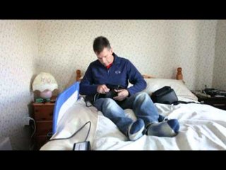 Artificial heart man who has to be plugged in to stay alive