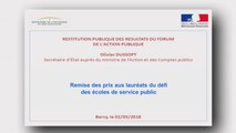 2 mai 2018 :  Restitution nationale du Forum de l'Action publique - Remise des prix aux lauréats du Défi des écoles de service public