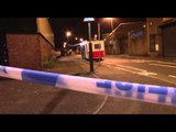 Murder scene in Leicester, believed to be linked to fatal house fire which killed four people.