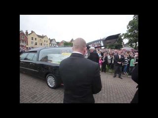 Stephen Sutton's coffin leaving Lichfield Cathedral, Staffordshire.