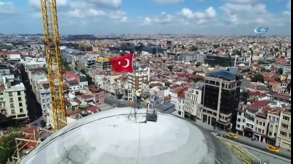 Ana Kubbesi Kapatılan Taksim Camii Havadan Görüntülendi