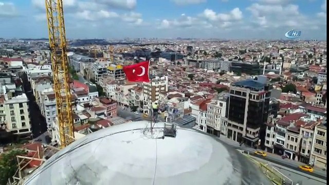 Ana Kubbesi Kapatılan Taksim Camii Havadan Görüntülendi