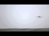 Dramatic moment plane lands SIDEWAYS in high winds