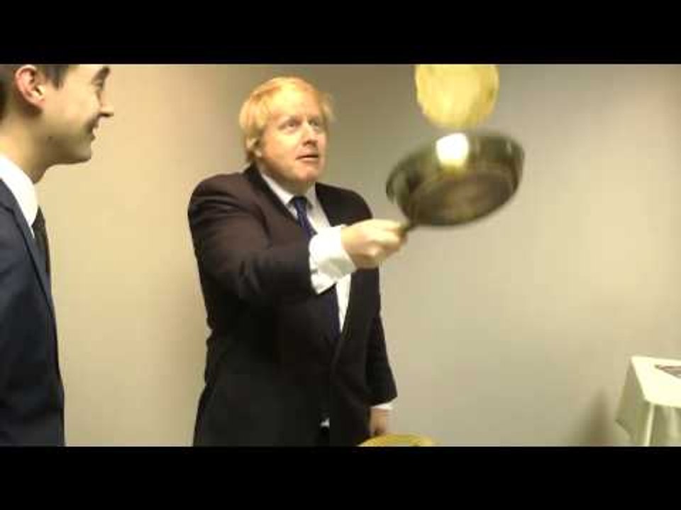 What a tosser - BoJo has go at flipping pancakes