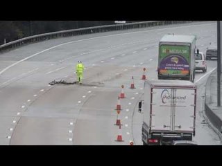 Pothole appears on the M25 Motorway, the busiest road in Europe
