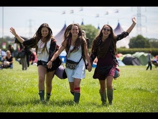 Glastonbury stampede underway as thousands poured through the gates.