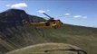 RAF Sea King helicopter takes off from near Pen Y Fan in the Brecon Beacons