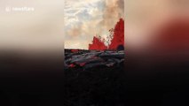 Video shows lava fountains and mudflows as Hawaii's Kilauea volcano erupts
