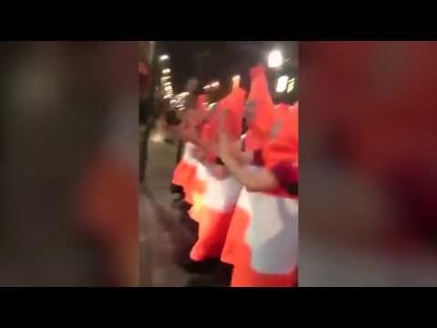 Group of lads dress as traffic cones and bring traffic to standstill on Halloween