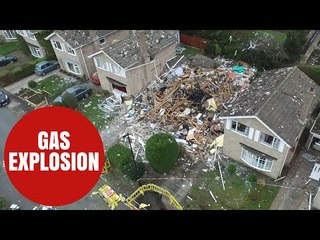 Drone view of house in York which exploded in gas blast