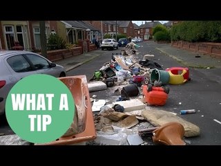 Tipper Truck Dumps 75 Metre Trail Of Rubbish In A Street