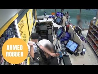 Yob attempts to rob a petrol station armed with a can of Red-Bull