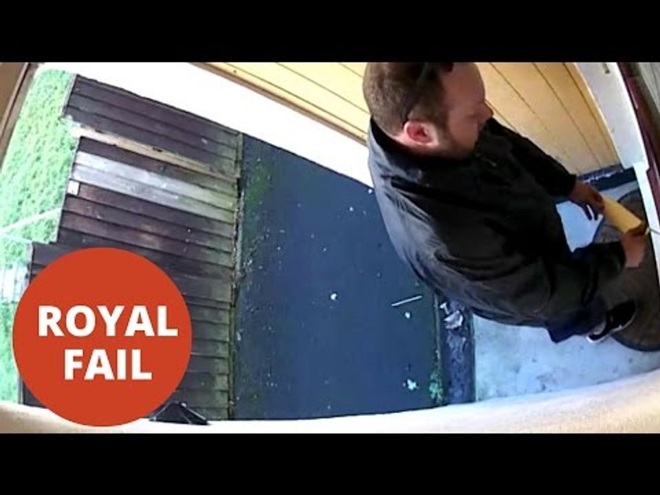 Britain's worst delivery driver caught on CCTV ripping off letter box