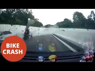 Shocking dashcam video shows motorbike being hit by car