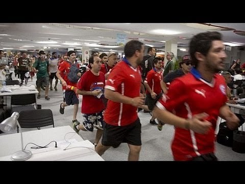 World Cup 2014 - Walls Collapse At Maracana As 100 Chile Fans Storm Media Centre