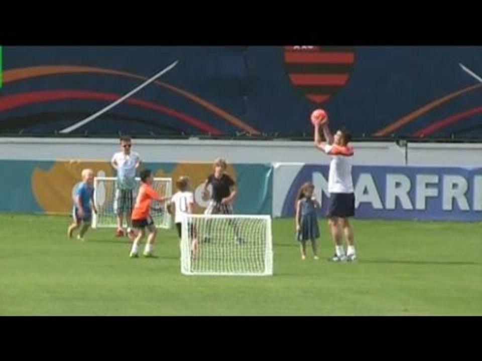 World Cup 2014 - Robin van Persie Entertains Players' Children After Holland Training