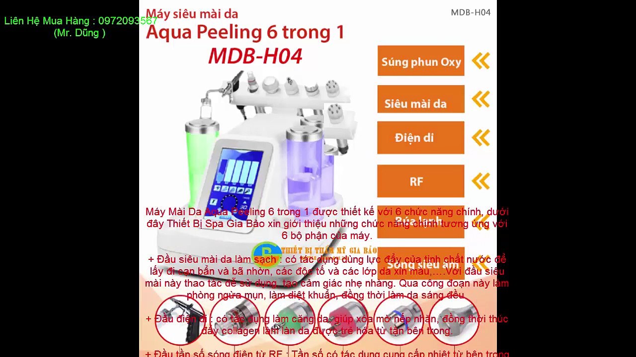 Máy Siêu Mài Da Aqua Peeling 6 Trong 1 MDB H04 - Máy Thẩm Mỹ Spa Gia Bảo