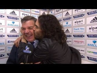 Russell Brand Gatecrashes Sam Allardyce's Post Match Interview & Kisses Him!
