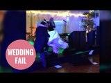 Hilarious video of bride and groom falling over during first dance