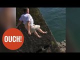 Tombstoning stunt goes horribly wrong when man lands on his back