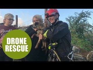 Drone operator finds pooch down 200ft abandoned quarry