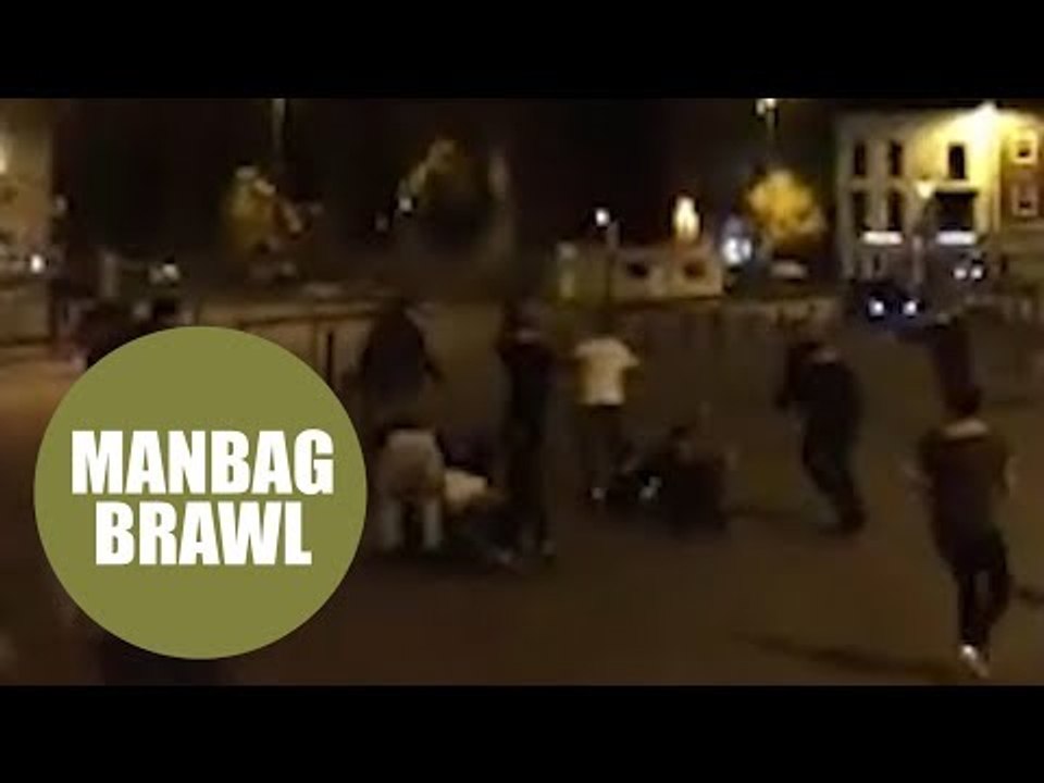 Shocking footage shows 20-strong brawl in town centre sparked over a stolen man bag