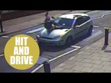 CCTV SHOWS HIT AND RUN DRIVER PLOUGHING INTO SCOOTER RIDER BEFORE REVERSING AWAY