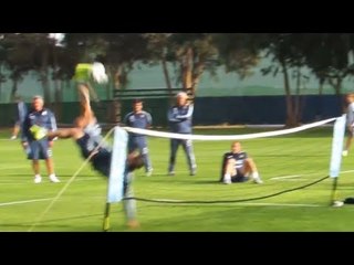 Angel Di Maria Delivers Amazing Overhead Kick During Foot-Tennis Game