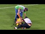 Worst Stretcher Bearers Ever?!? Hilarious Scenes As Greek Player Is Given Rough Treatment