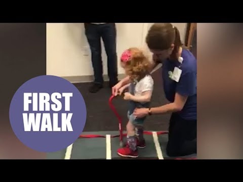 Brave three-year-old takes first steps thanks to crowdfunding campaign