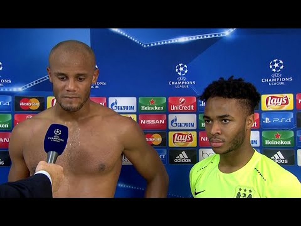 Sevilla 1-3 Man City - Vincent Kompany & Raheem Sterling Post Match Interview - Raheem's Face?