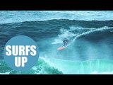 Professional surfer takes to the waves to ride the biggest swell in the UK