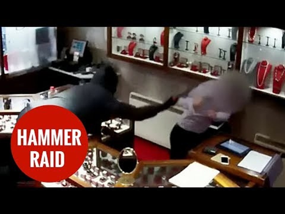 Thugs burst into jewellers and batter shop worker with a HAMMER