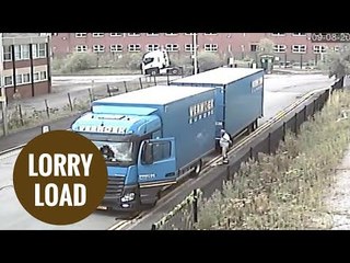 Lorry driver takes poo and then tosses the bags over a fence