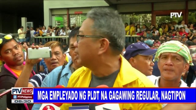 Mga empleyado ng PLDT na gagawing regular, nagtipon