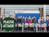 Shoppers demand Tesco cut plastic packaging and protested by leaving it behind