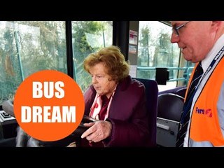 This hilarious footage shows a pensioner fulfilling a lifelong dream - of driving a BUS