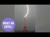 Photographer captures the moment lightning hits the top of the Eiffel Tower
