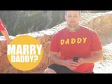 Man proposes with three children wearing t-shirts spelling out 'will you marry daddy?'