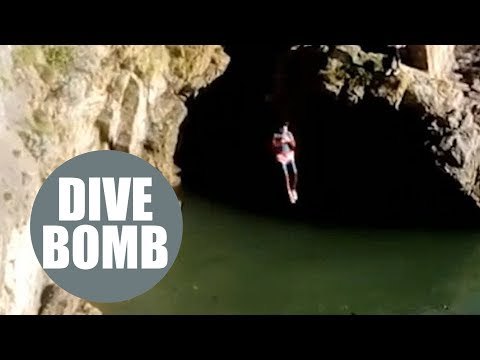 Video shows reckless youngsters tombstoning from notorious dead man's cove