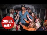 David Haye braves the Living Nightmare Extreme Walking Dead maze at Thorpe Park