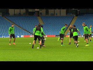 Borussia Monchengladbach Train At The Etihad Ahead Of Their Champions League Match Against Man City